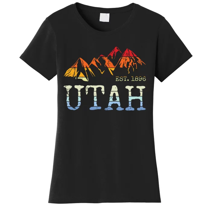 Utah Retro Sunset Vintage Mountain Home Est 1896 Cool Hiking Women's T-Shirt