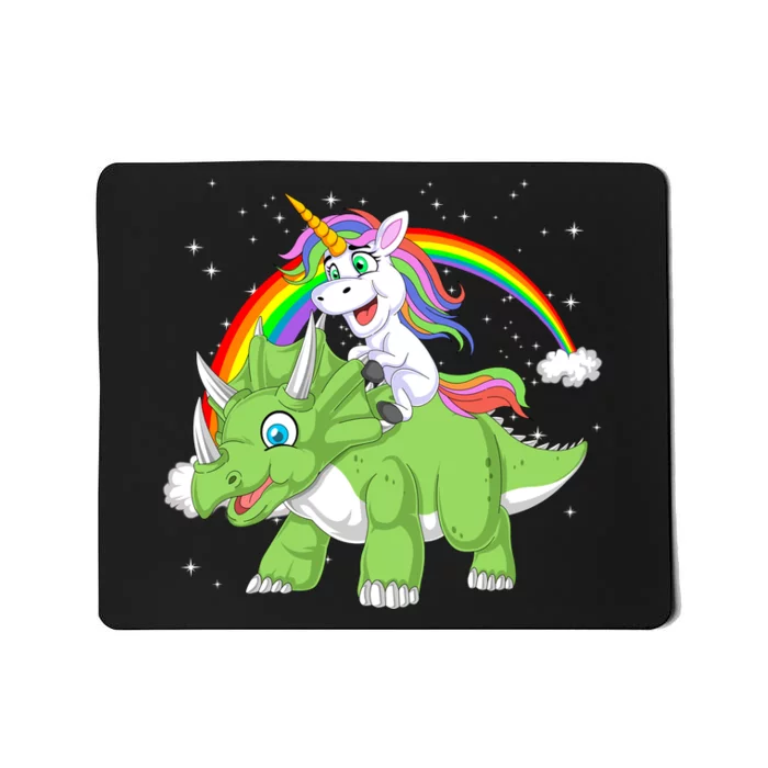 Unicorn Riding Triceratops Dinosaur Mousepad