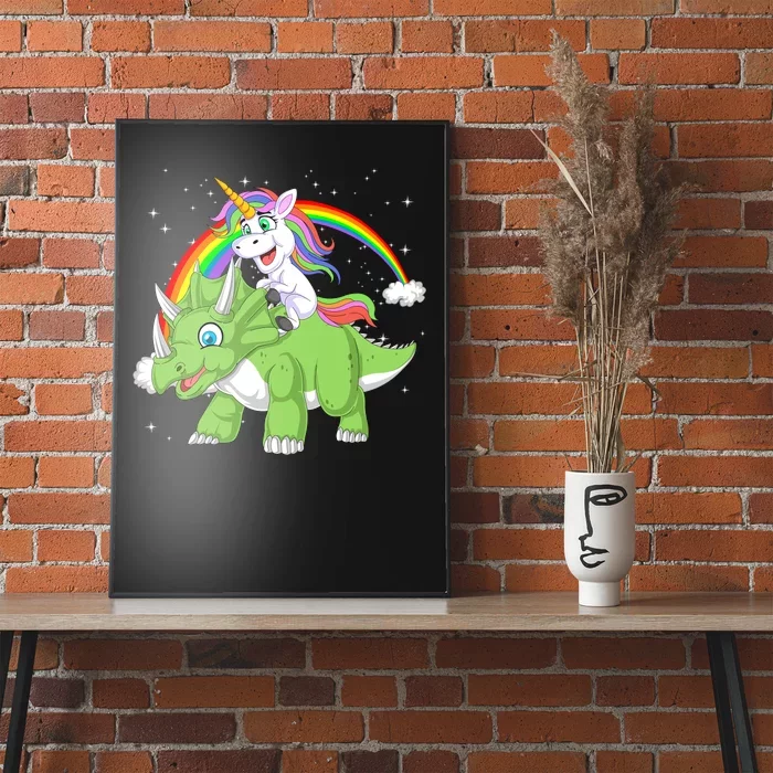 Unicorn Riding Triceratops Dinosaur Poster | TeeShirtPalace