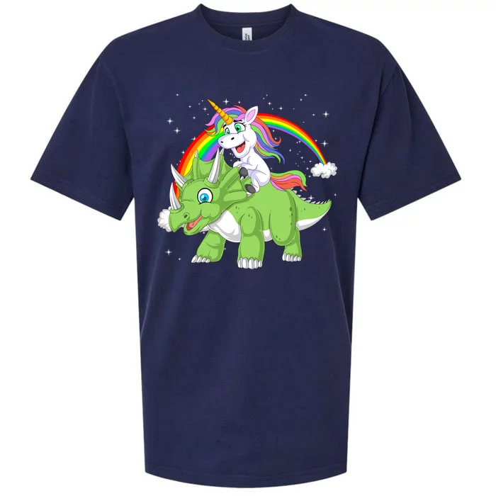 Unicorn Riding Triceratops Dinosaur Sueded Cloud Jersey T-Shirt