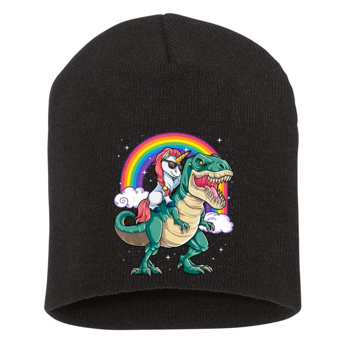 Unicorn Riding T Rex Dinosaur Rainbow Tank Top Short Acrylic Beanie