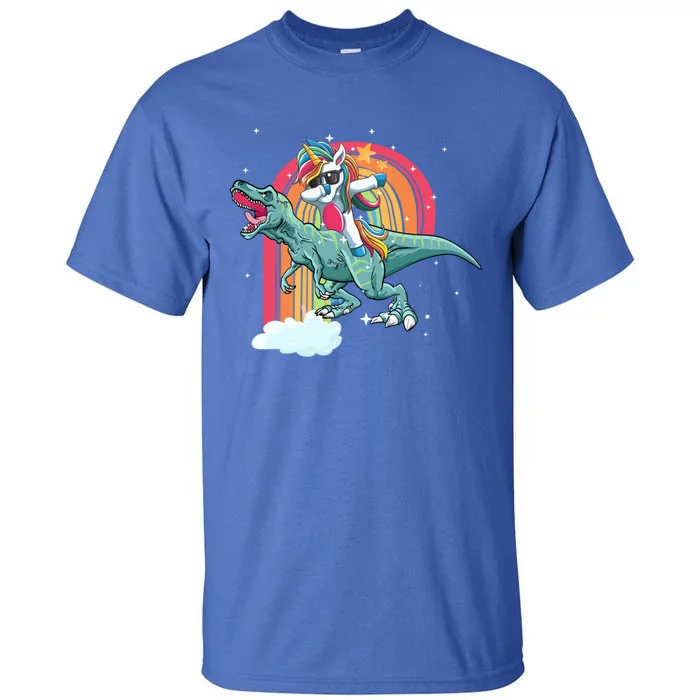 Unicorn Riding T Rex Dinosaur Rainbow Cool Gift Tall T-Shirt