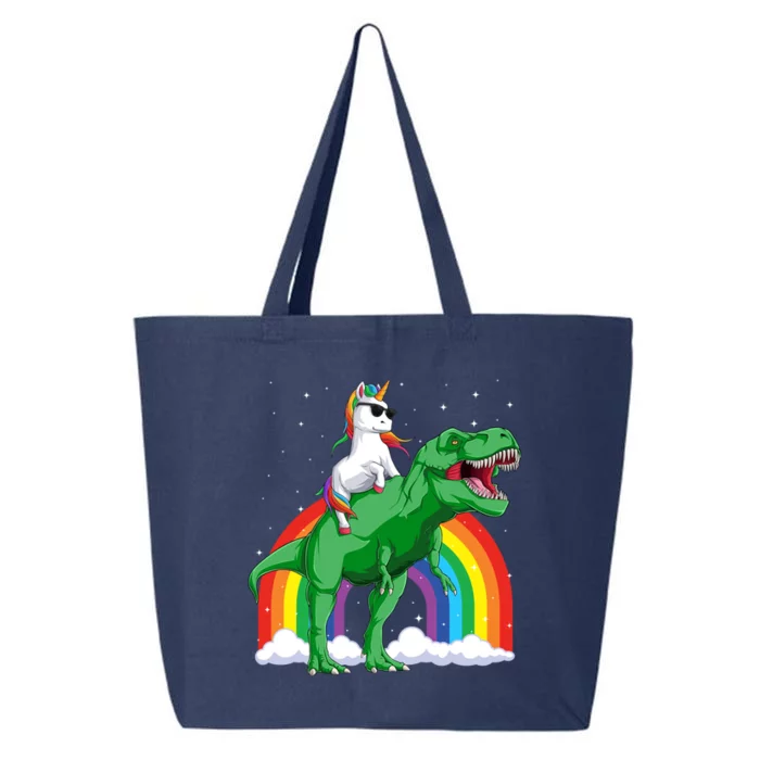 Unicorn Riding T Rex Dinosaur Rainbow Gift 25L Jumbo Tote