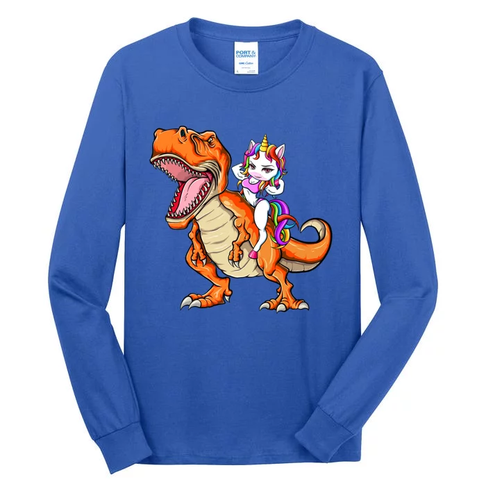 Unicorn Riding T Rex Dinosaur Mgical Unicorn Gift Tall Long Sleeve T-Shirt