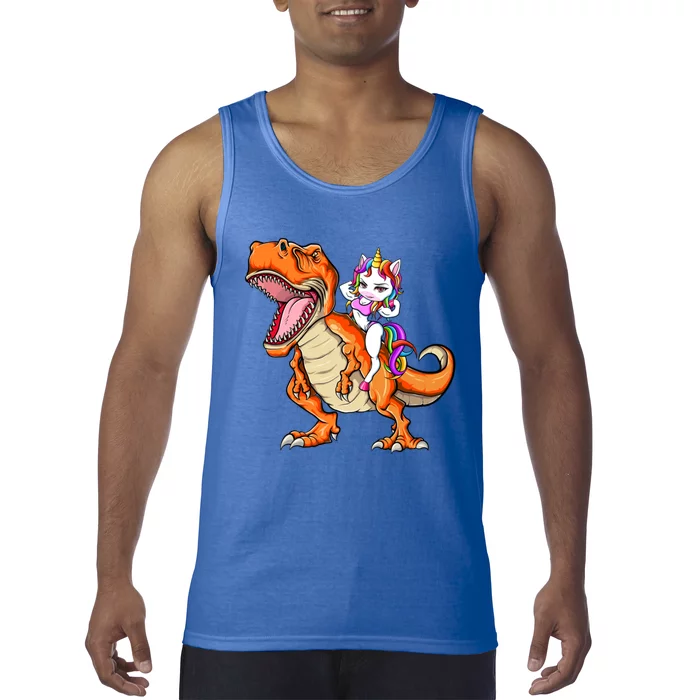 Unicorn Riding T Rex Dinosaur Mgical Unicorn Gift Tank Top