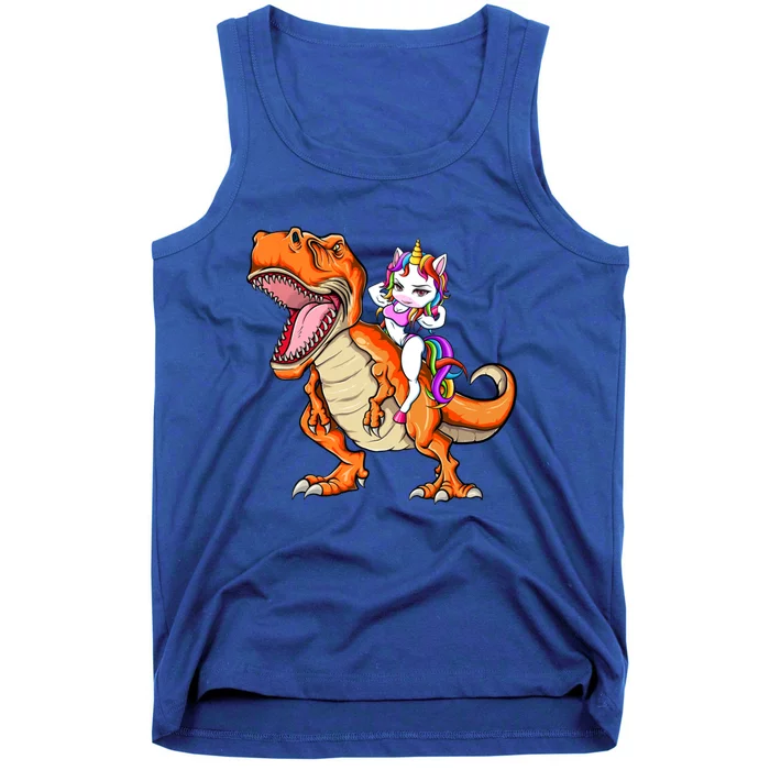 Unicorn Riding T Rex Dinosaur Mgical Unicorn Gift Tank Top