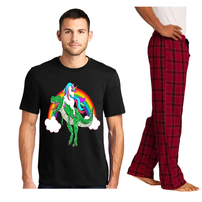 Unicorn Riding T Rex Dinosaur Gift Pajama Set