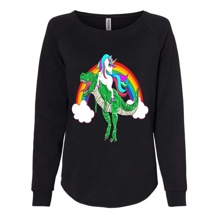 Unicorn Riding T Rex Dinosaur Gift Womens California Wash Sweatshirt