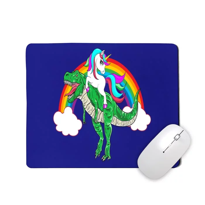 Unicorn Riding T Rex Dinosaur Gift Mousepad