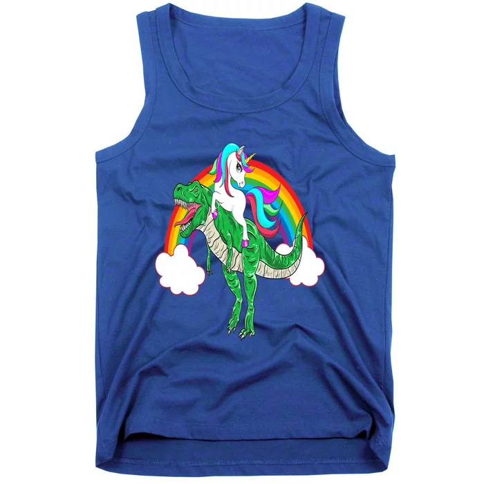 Unicorn Riding T Rex Dinosaur Gift Tank Top