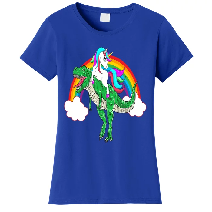 Unicorn Riding T Rex Dinosaur Gift Women's T-Shirt