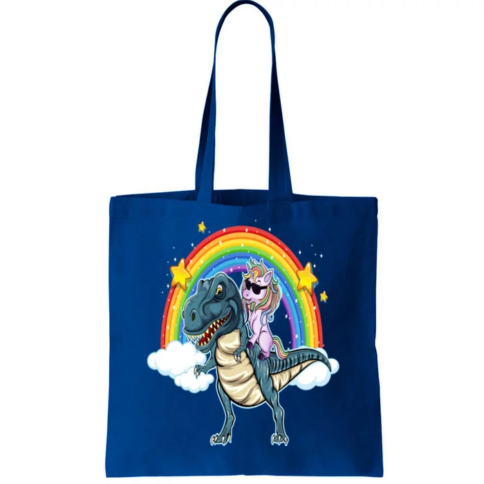 Unicorn Riding T Rex Dinosaur Gift Tote Bag