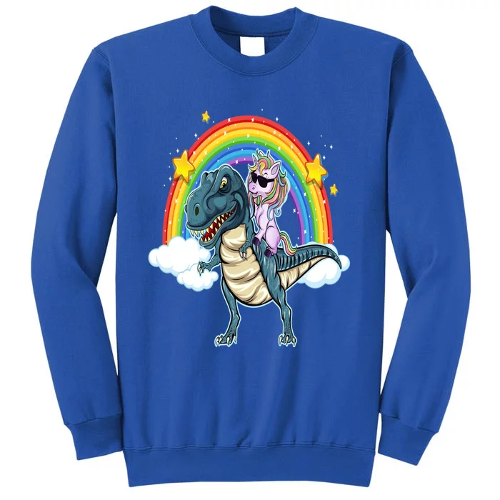 Unicorn Riding T Rex Dinosaur Gift Tall Sweatshirt