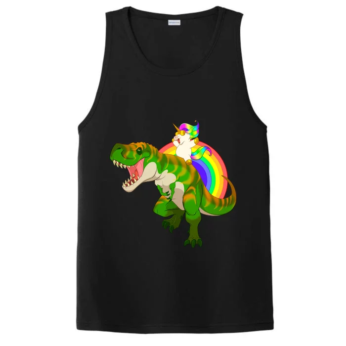 Unicorn Riding T Rex Meaningful Gift Trex Dinosaur Rainbow Rawr Gift Great Gift Performance Tank