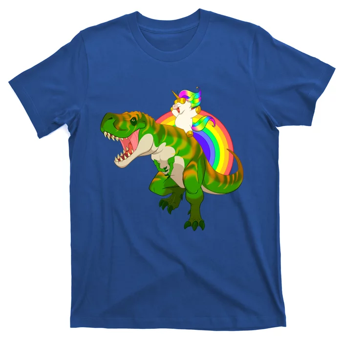 Unicorn Riding T Rex Meaningful Gift Trex Dinosaur Rainbow Rawr Gift Great Gift T-Shirt