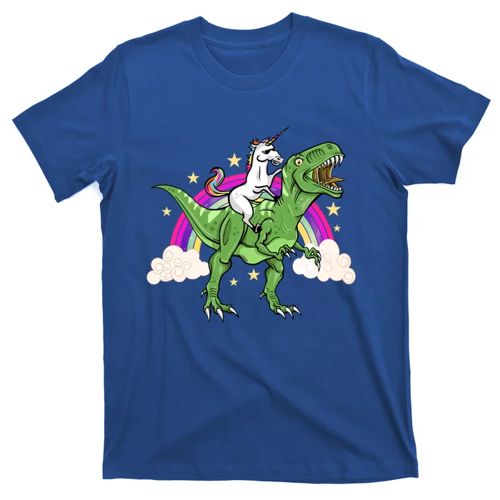 Unicorn Riding Trex Dinosaur Gift T-Shirt