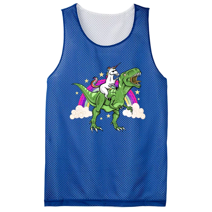 Unicorn Riding Trex Dinosaur Gift Mesh Reversible Basketball Jersey Tank