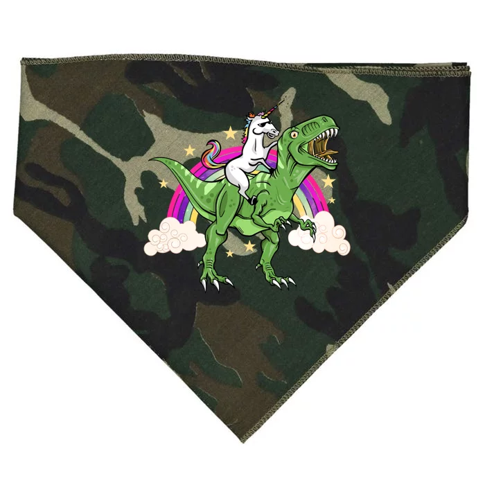 Unicorn Riding Trex Dinosaur Gift USA-Made Doggie Bandana