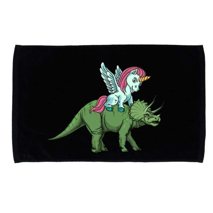 Unicorn Riding Triceratops Funny Dinosaurs Cool Gift Microfiber Hand Towel