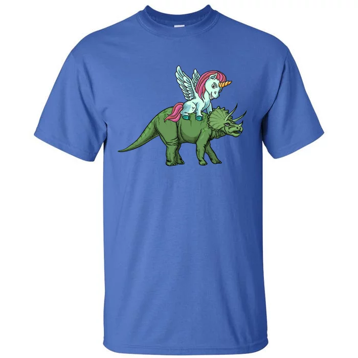 Unicorn Riding Triceratops Funny Dinosaurs Cool Gift Tall T-Shirt