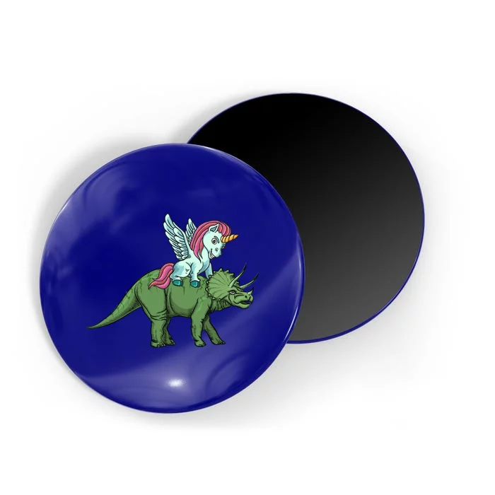 Unicorn Riding Triceratops Funny Dinosaurs Cool Gift Magnet