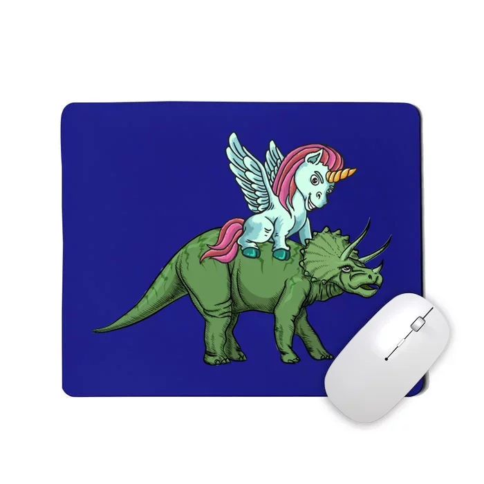 Unicorn Riding Triceratops Funny Dinosaurs Cool Gift Mousepad