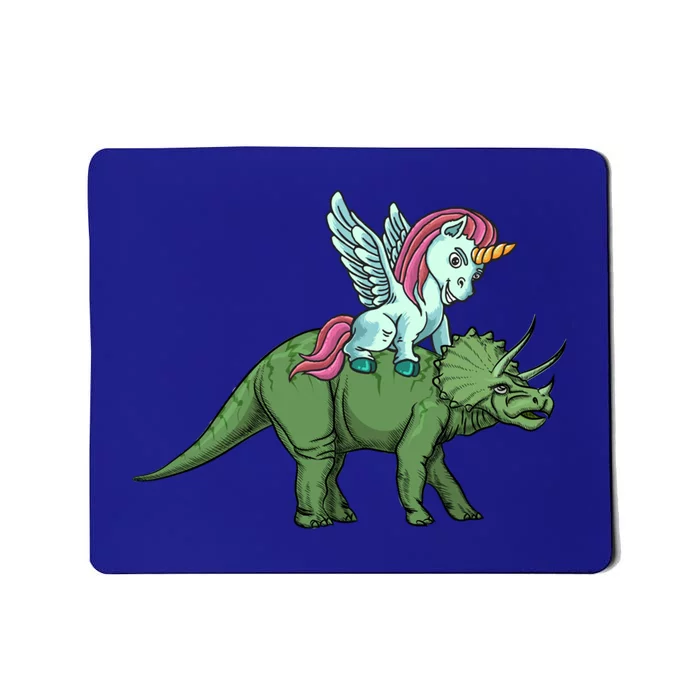 Unicorn Riding Triceratops Funny Dinosaurs Cool Gift Mousepad