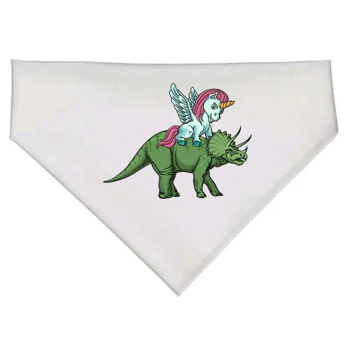 Unicorn Riding Triceratops Funny Dinosaurs Cool Gift USA-Made Doggie Bandana