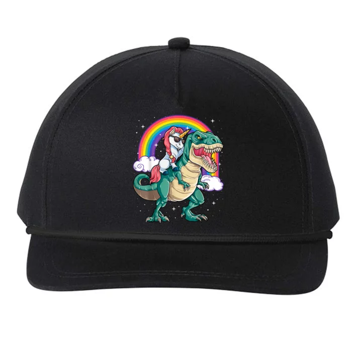 Unicorn Riding T Rex Dinosaur Girls Rainbow Snapback Five-Panel Rope Hat