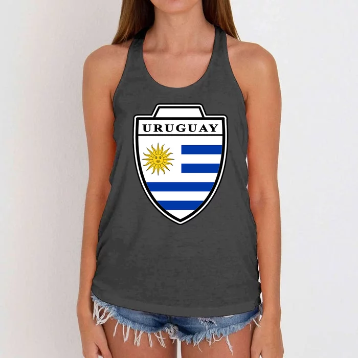 Uruguay Country Soccer Crest Women's Knotted Racerback Tank