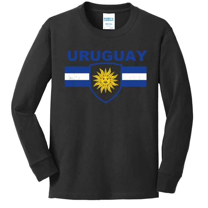 Uruguay shield style Kids Long Sleeve Shirt