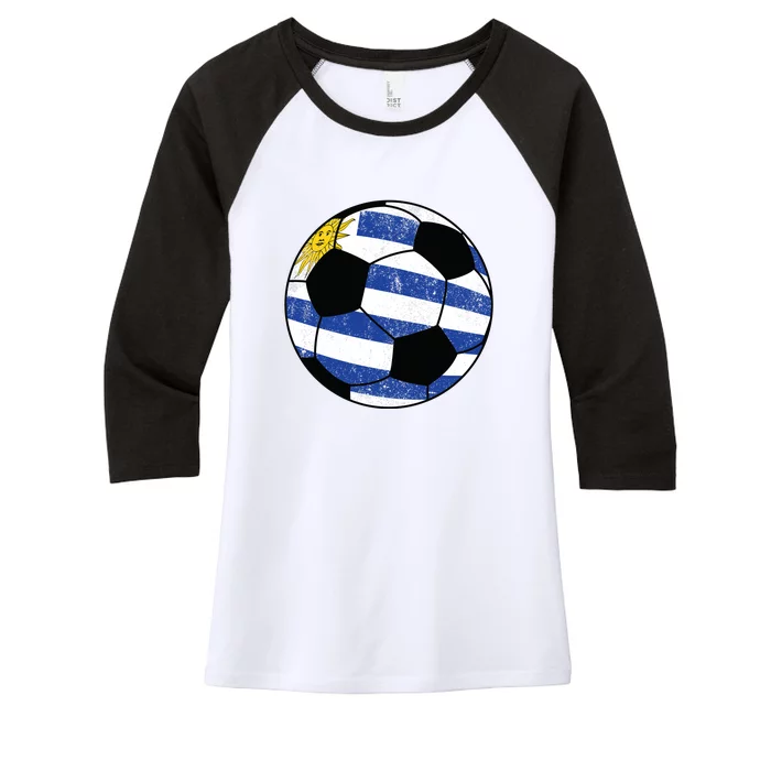 Uruguay soccer ball Women's Tri-Blend 3/4-Sleeve Raglan Shirt