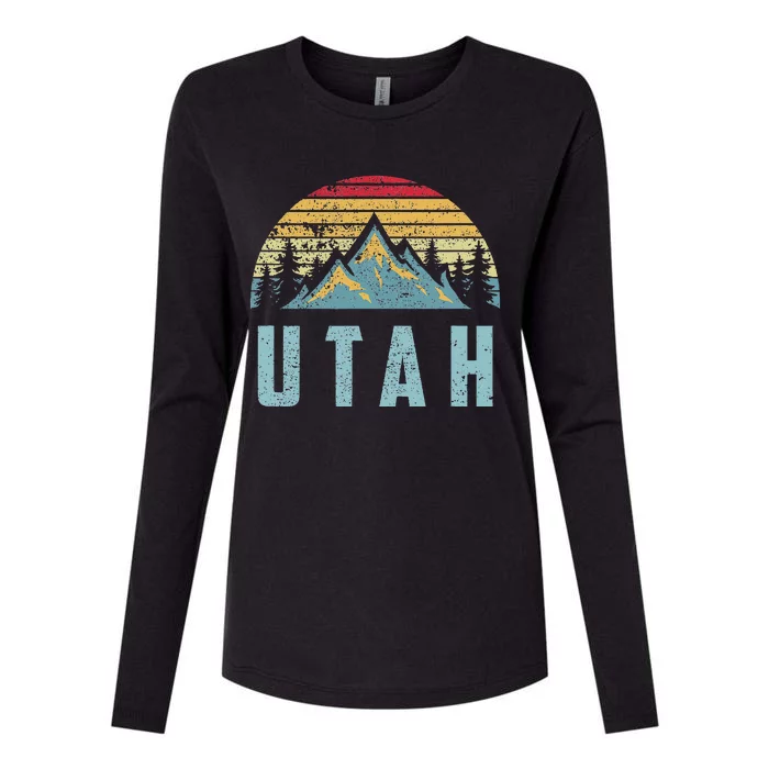 Utah Retro Vintage Mountains Hiking Nature Womens Cotton Relaxed Long Sleeve T-Shirt