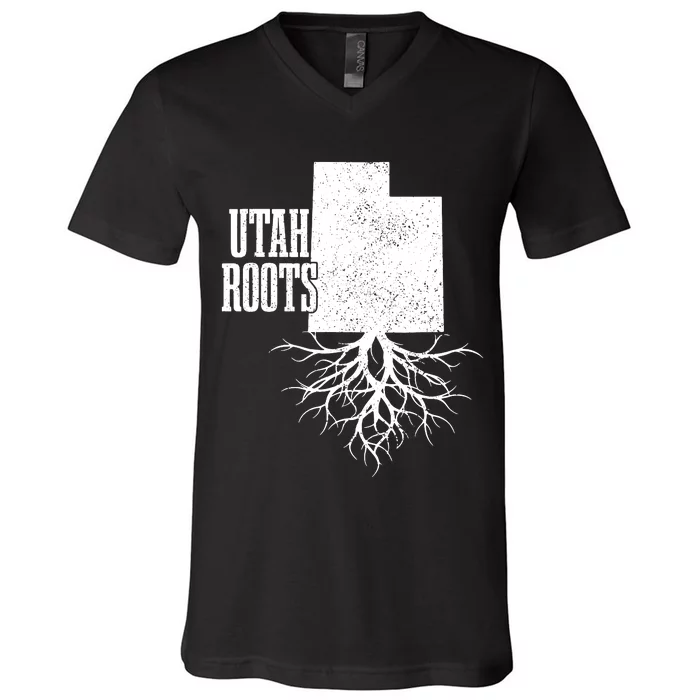 Utah Roots Vintage Usa Patriotic Pride State Map V-Neck T-Shirt