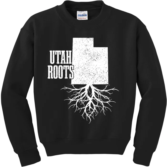 Utah Roots Vintage Usa Patriotic Pride State Map Kids Sweatshirt