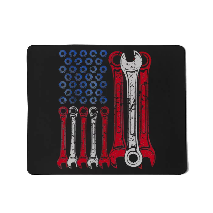 USA Red White Blue American Flag Mechanic Mousepad