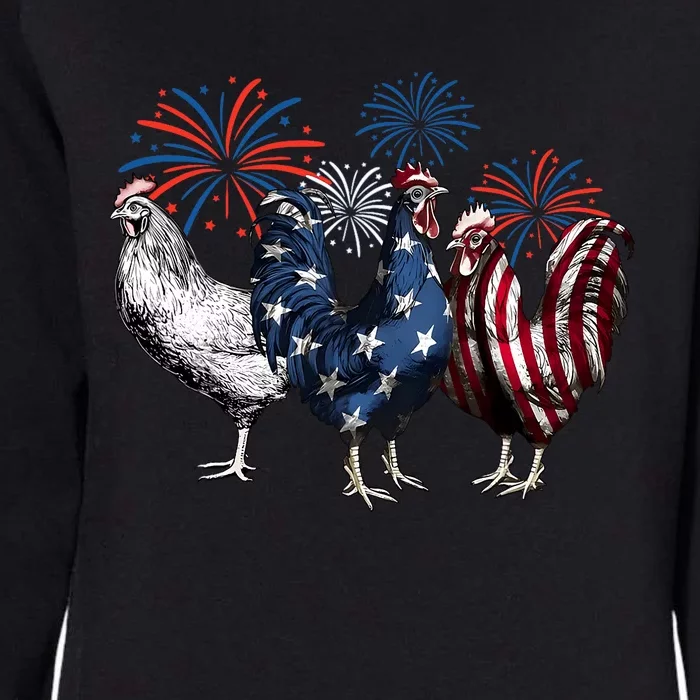 Usa Red White And Blue Retro 4th Of July American Chicken Womens California Wash Sweatshirt