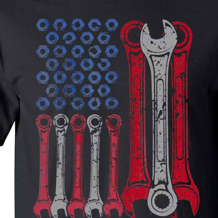 USA Red White Blue American Flag Mechanic Tall T-Shirt