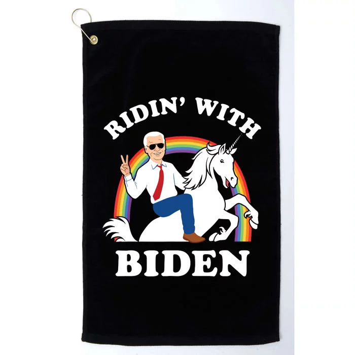 Unicorn Ridin With Biden Funny Joe Biden Platinum Collection Golf Towel