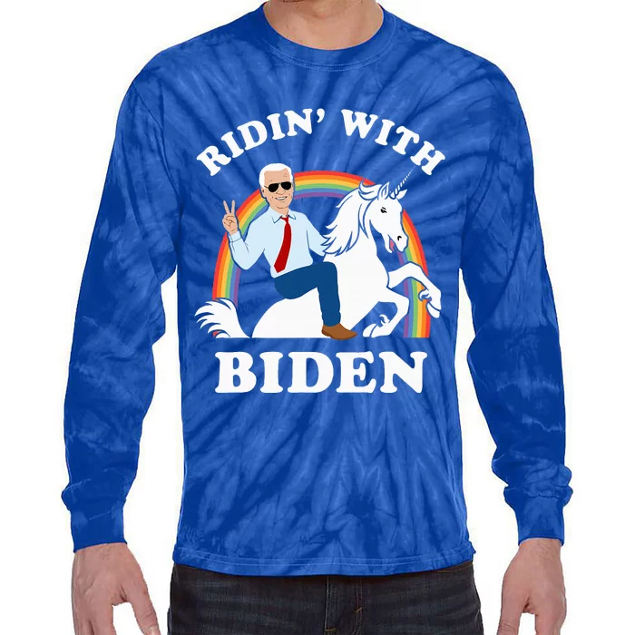 Unicorn Ridin With Biden Tie-Dye Long Sleeve Shirt