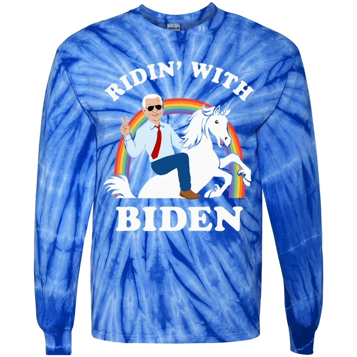 Unicorn Ridin With Biden Tie-Dye Long Sleeve Shirt