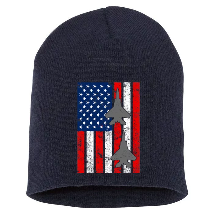 US Air Force Jets Distressed Flag Short Acrylic Beanie