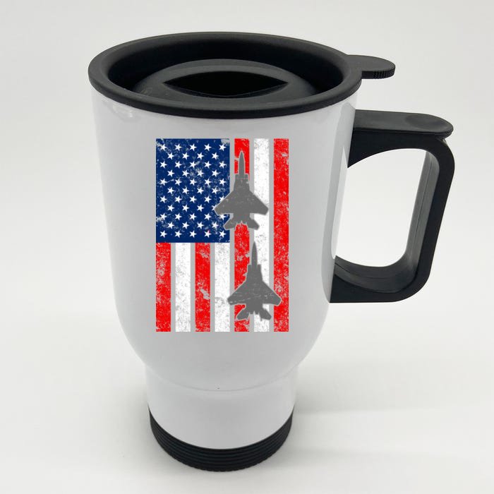 US Air Force Jets Distressed Flag Front & Back Stainless Steel Travel Mug