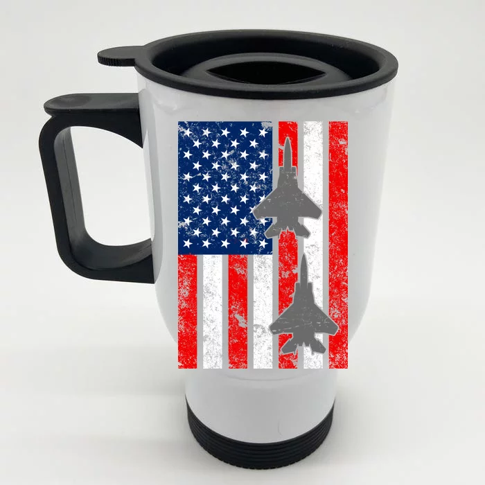 US Air Force Jets Distressed Flag Front & Back Stainless Steel Travel Mug