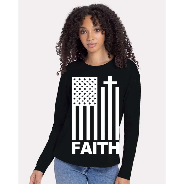 US Christian Cross Flag Faith Womens Cotton Relaxed Long Sleeve T-Shirt