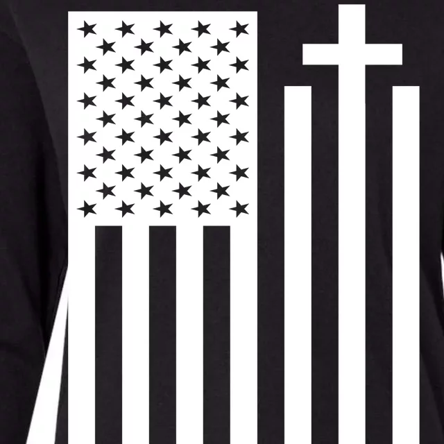 US Christian Cross Flag Faith Womens Cotton Relaxed Long Sleeve T-Shirt