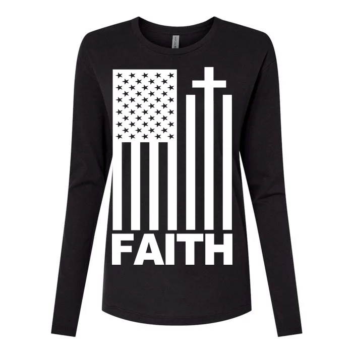 US Christian Cross Flag Faith Womens Cotton Relaxed Long Sleeve T-Shirt