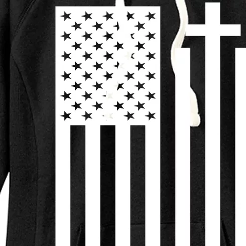 US Christian Cross Flag Faith Women's Fleece Hoodie