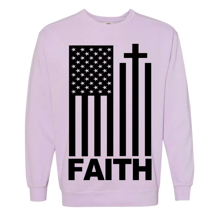 US Christian Cross Flag Faith Garment-Dyed Sweatshirt