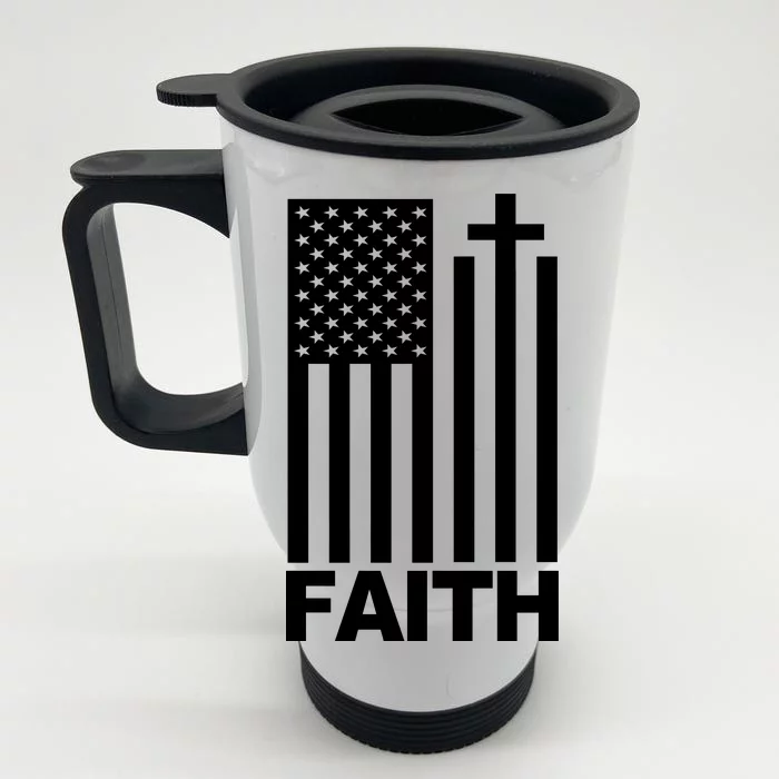 US Christian Cross Flag Faith Front & Back Stainless Steel Travel Mug